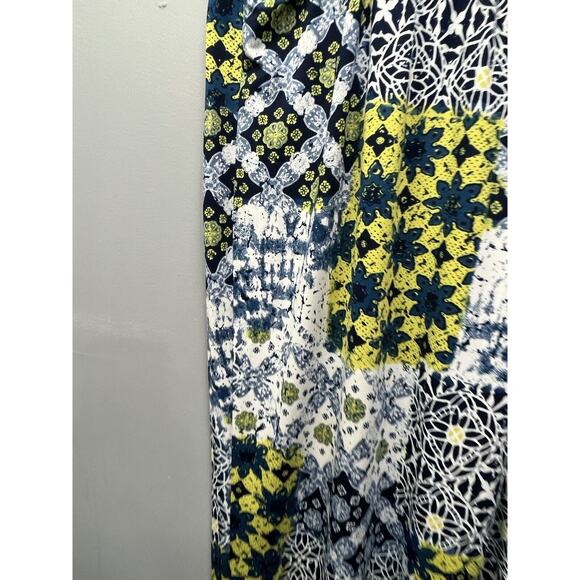 Festival Pants Womens Plus 2X High-Rise Wide Leg Pull-On Blue Yellow Abstract - Picture 5 of 5